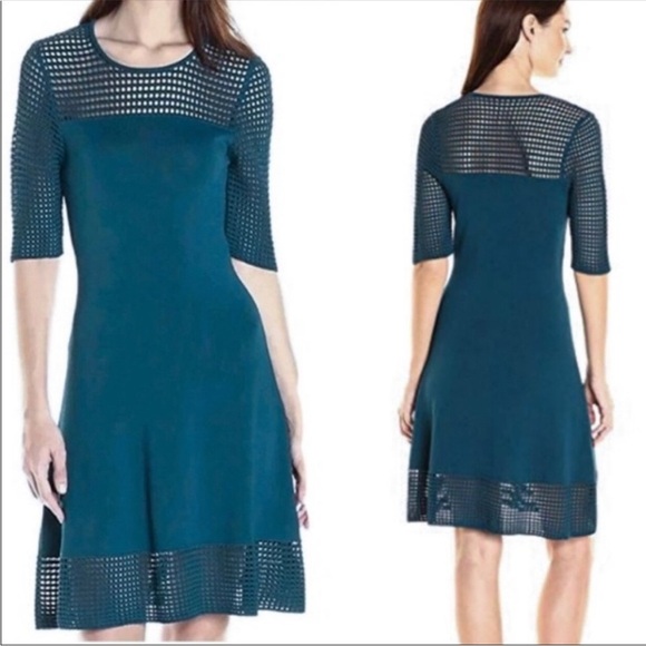 Nanette Lenore Open Ladder Cut Out Knit Ocean Teal Dress size Small - Picture 1 of 12